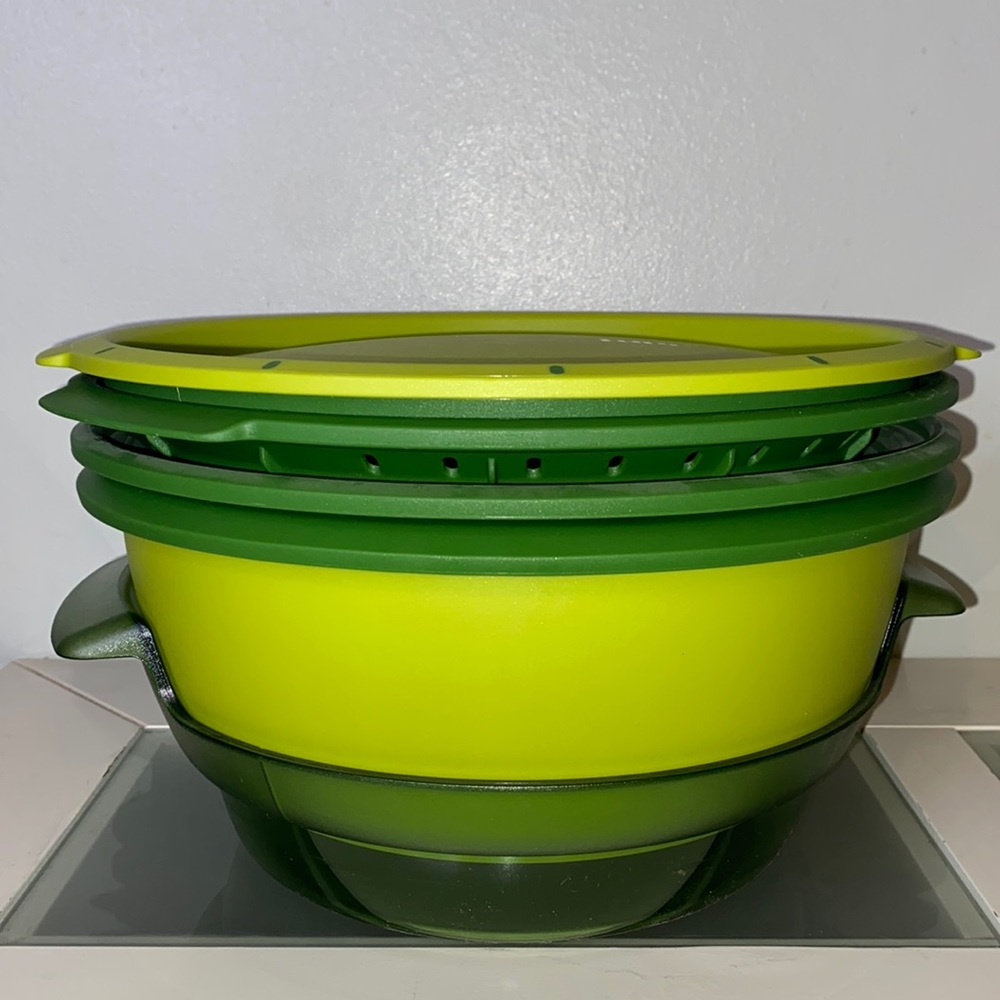 Tupperware Smart Stack Steamer Complete 5 Piece Set Green - Picture 5 of 13
